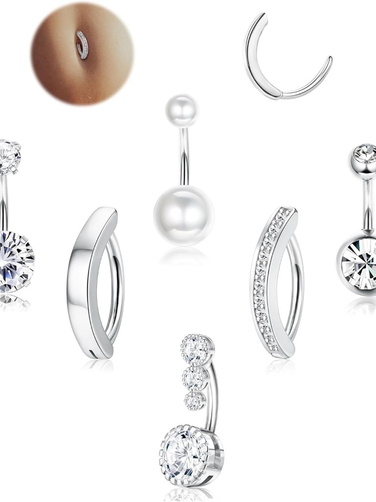 Silver14k Gold Plated Belly Button Rings Surgical Stainless Steel Belly Rings C